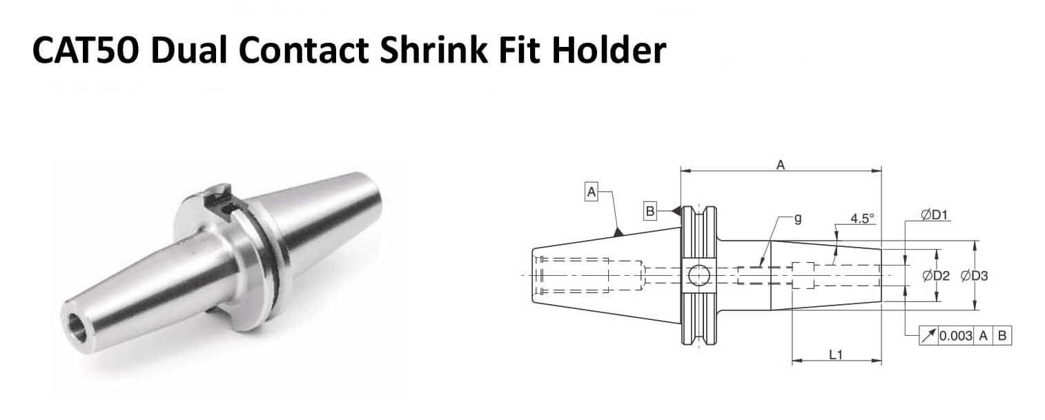 CAT40 SFH 0.125 - 3.74 Face Contact Shrink Fit Holder (Balanced to G 2.5 25000 rpm)
